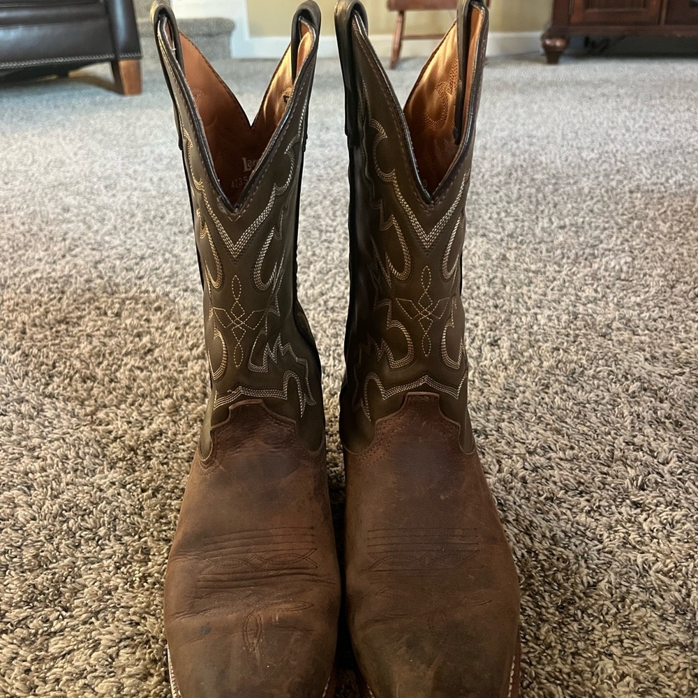 Laredo Brown Cowboy Western Boots with Decorative Stitching